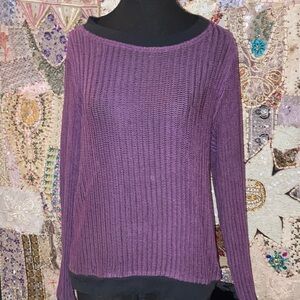 Women's Purple Scoopneck Lightweight Knit Sweater